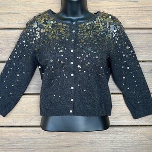 La Rok Cashmere Blend Grey Cardigan with Sequins